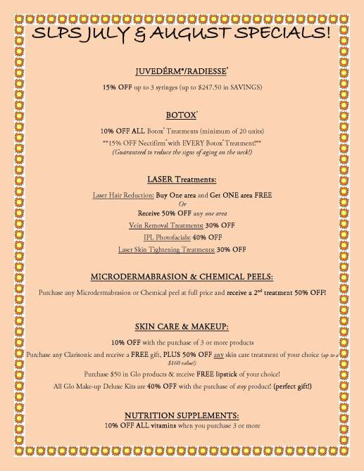 July & August2013 specials